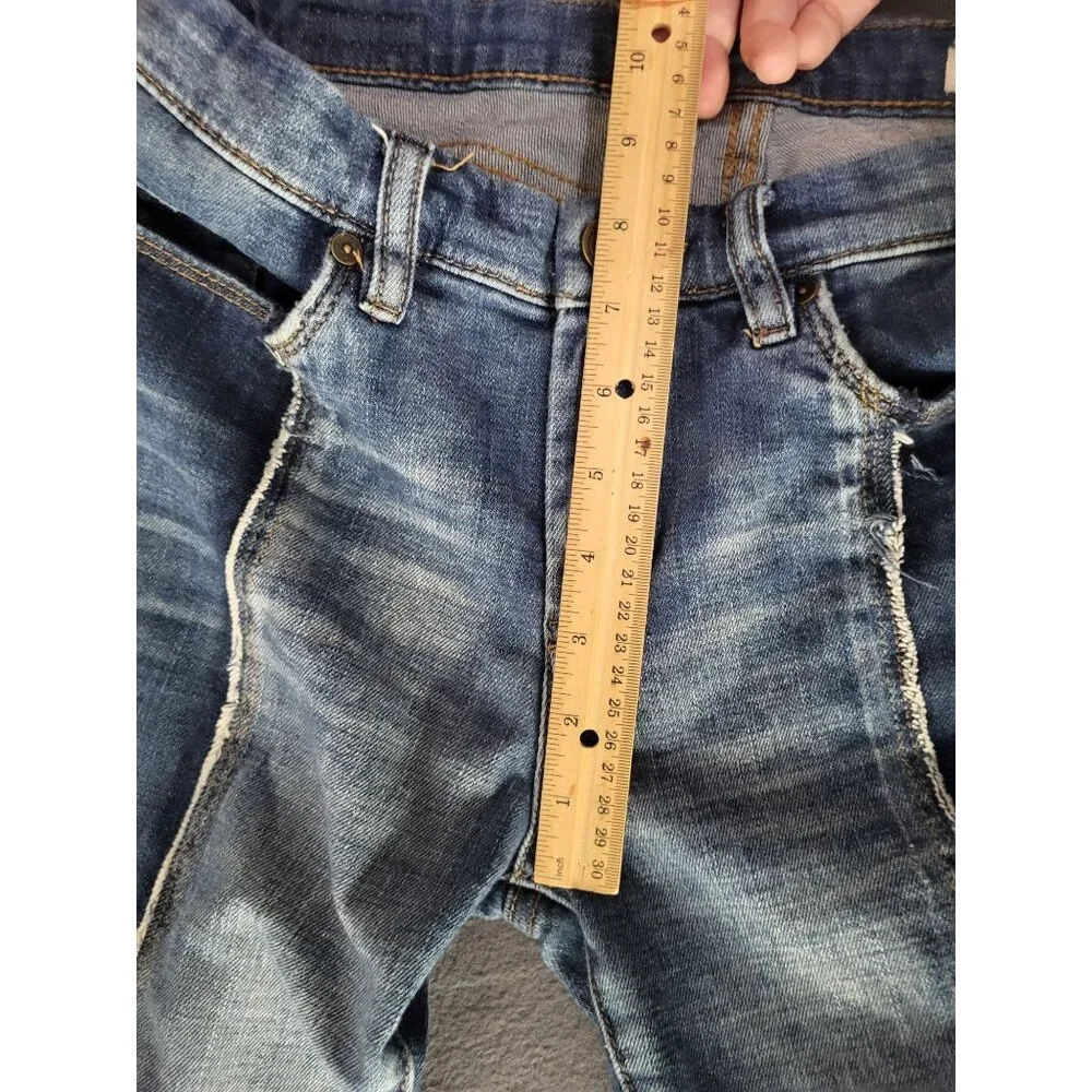 BLANK NYC Shadow Seam Distressed Two-Tone Blue Skinny Jeans Womens SZ 28 Cropped - Picture 9 of 14